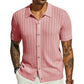 Men's Short Sleeve Knitted Button-Up Shirt