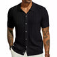 Men's Short Sleeve Knitted Button-Up Shirt