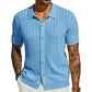 Men's Short Sleeve Knitted Button-Up Shirt