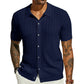 Men's Short Sleeve Knitted Button-Up Shirt