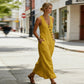 💎 50% OFF WOMEN'S MAXI DRESS WITH POCKETS ! 💎 V-Neck, Cotton-Linen Blend & Chic Asymmetrical Buttons ✨