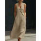 💎 50% OFF WOMEN'S MAXI DRESS WITH POCKETS ! 💎 V-Neck, Cotton-Linen Blend & Chic Asymmetrical Buttons ✨