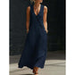 💎 50% OFF WOMEN'S MAXI DRESS WITH POCKETS ! 💎 V-Neck, Cotton-Linen Blend & Chic Asymmetrical Buttons ✨