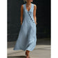 💎 50% OFF WOMEN'S MAXI DRESS WITH POCKETS ! 💎 V-Neck, Cotton-Linen Blend & Chic Asymmetrical Buttons ✨