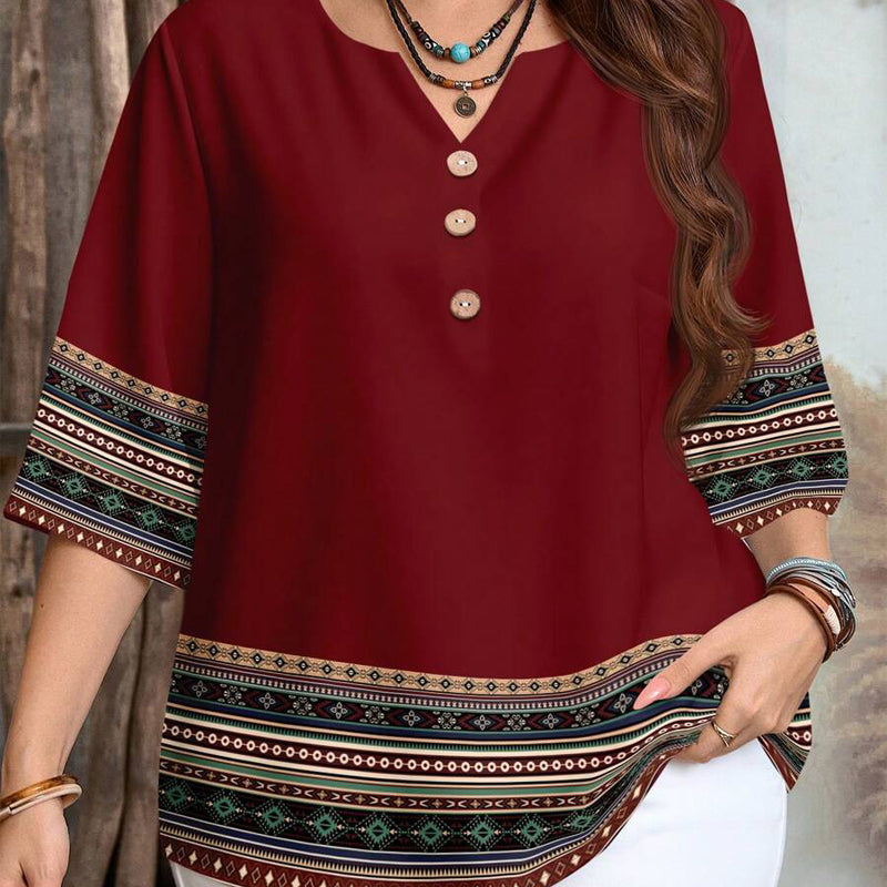 Women's Casual Button-Front V-Neck Top