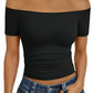 Women's Off-Shoulder Short Sleeve Slim Fit Top