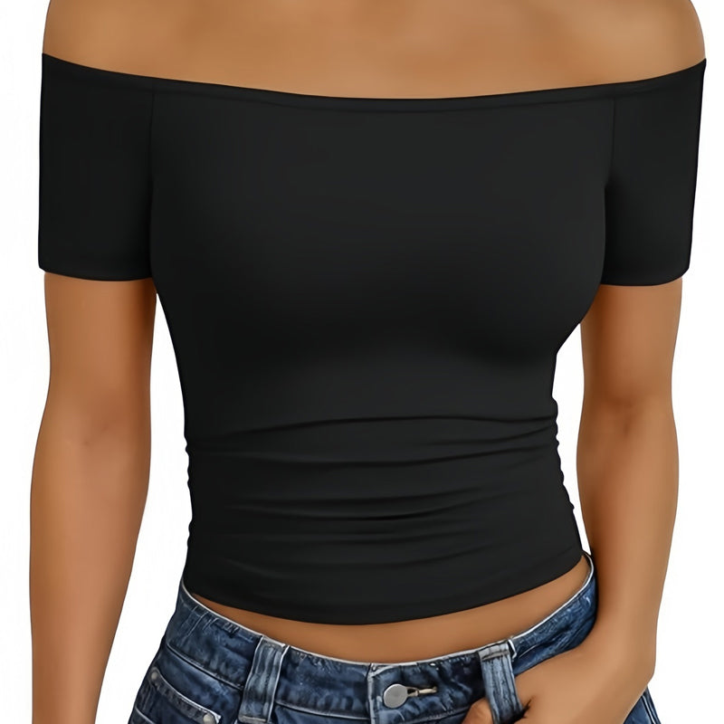 Women's Off-Shoulder Short Sleeve Slim Fit Top