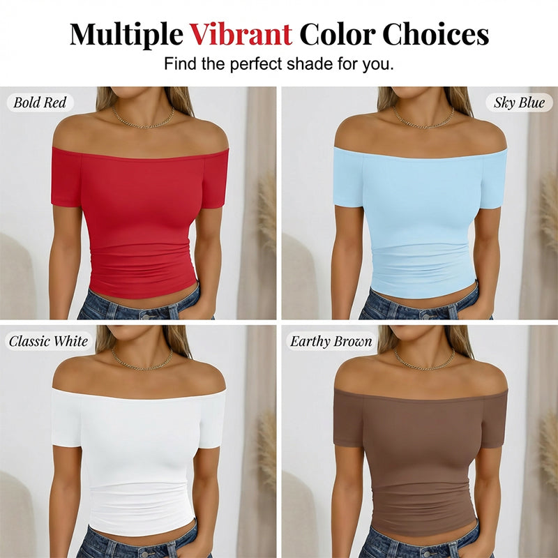 Women's Off-Shoulder Short Sleeve Slim Fit Top