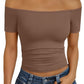 Women's Off-Shoulder Short Sleeve Slim Fit Top