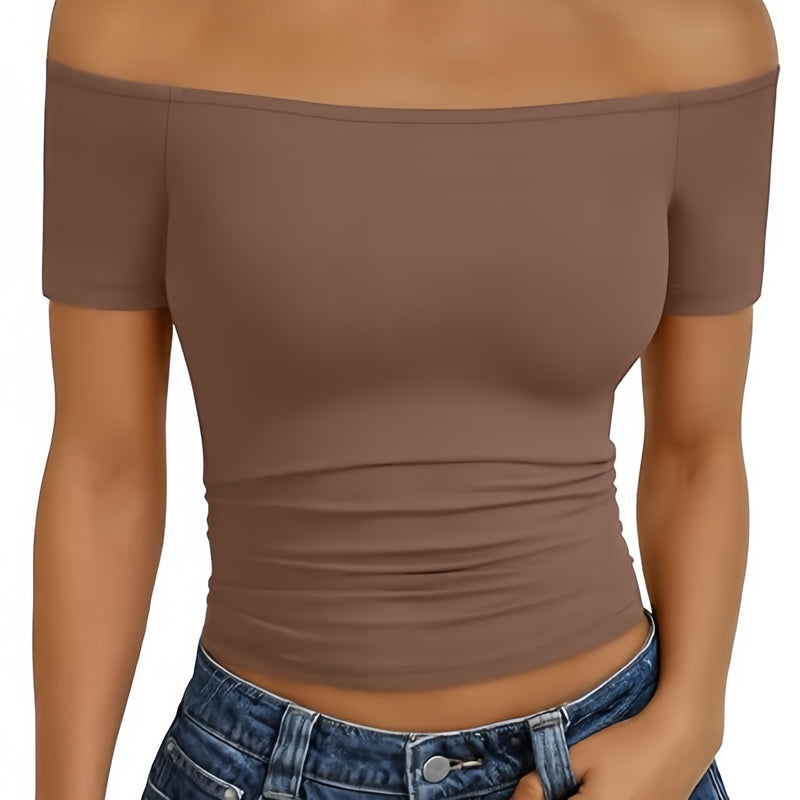 Women's Off-Shoulder Short Sleeve Slim Fit Top