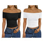 Women's Off-Shoulder Short Sleeve Slim Fit Top