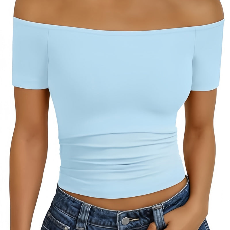 Women's Off-Shoulder Short Sleeve Slim Fit Top