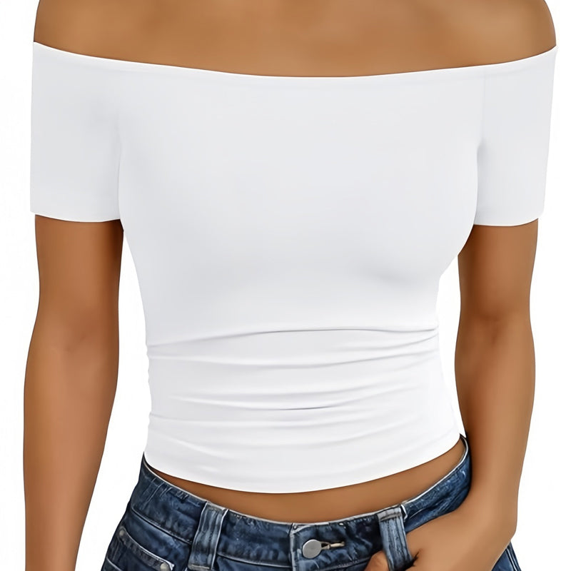 Women's Off-Shoulder Short Sleeve Slim Fit Top