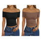 Women's Off-Shoulder Short Sleeve Slim Fit Top