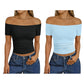 Women's Off-Shoulder Short Sleeve Slim Fit Top