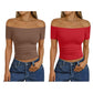 Women's Off-Shoulder Short Sleeve Slim Fit Top