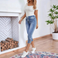 Women's Stretch Capri Jeans with Drawstring Waist