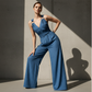 Halter V-Neck Backless Wide-Leg Jumpsuit