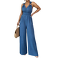 Halter V-Neck Backless Wide-Leg Jumpsuit