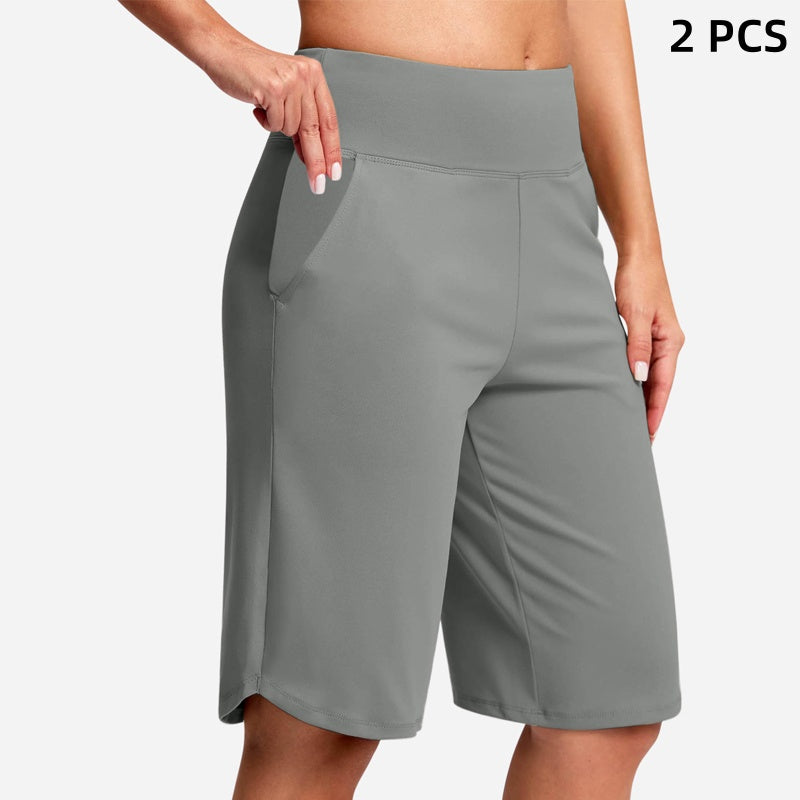Women's High-Waist Yoga Shorts with Pockets