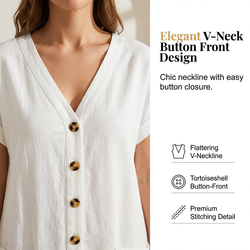 Women‘s Summer Casual Button Front Jumpsuit