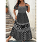 Square Neck Puff Sleeve Tiered Maxi Dress