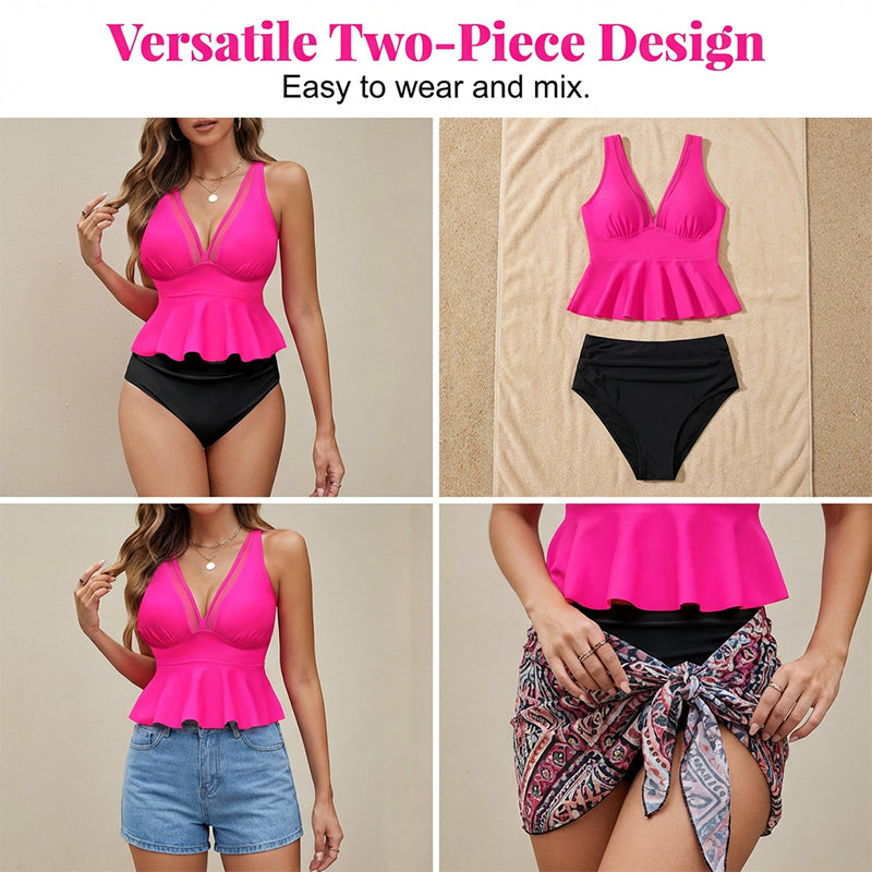 Women's Peplum Tankini Set with Bottom