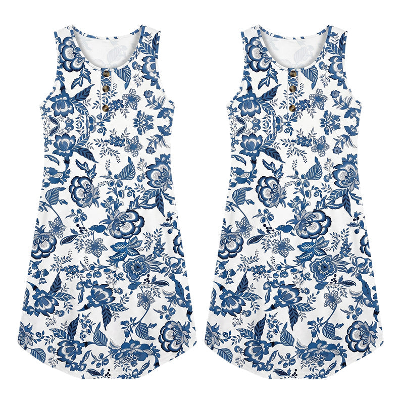 Women's Sleeveless Floral Print Midi Dress