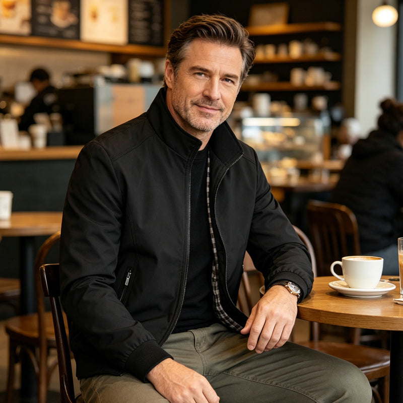 🧥 FLASH SALE: 50% OFF! ✨ Men's Classic Stand Collar Jacket – Zippered Pockets, Check Lining 🍁