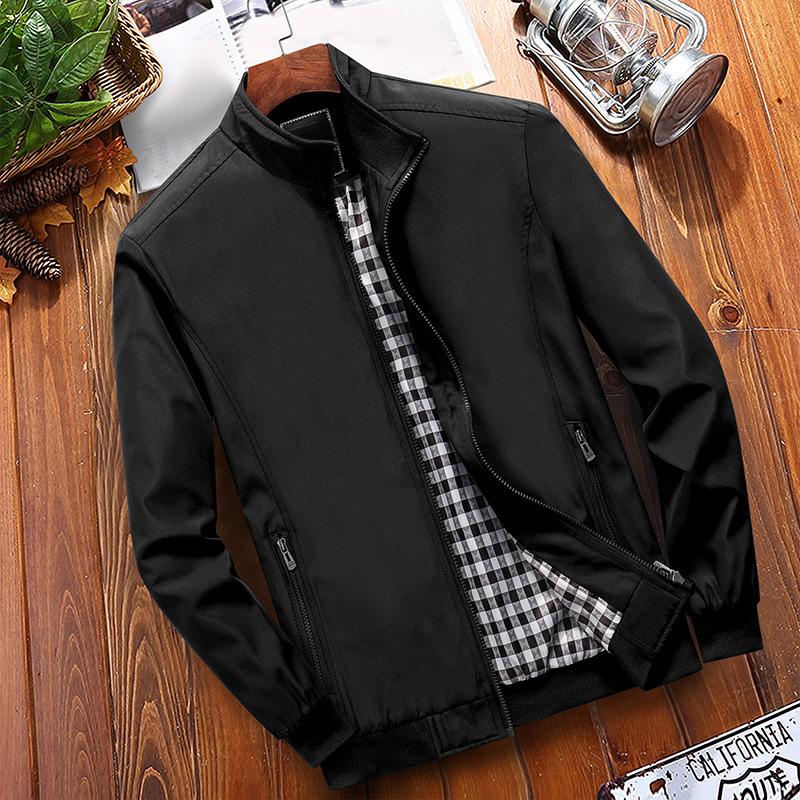 🧥 FLASH SALE: 50% OFF! ✨ Men's Classic Stand Collar Jacket – Zippered Pockets, Check Lining 🍁