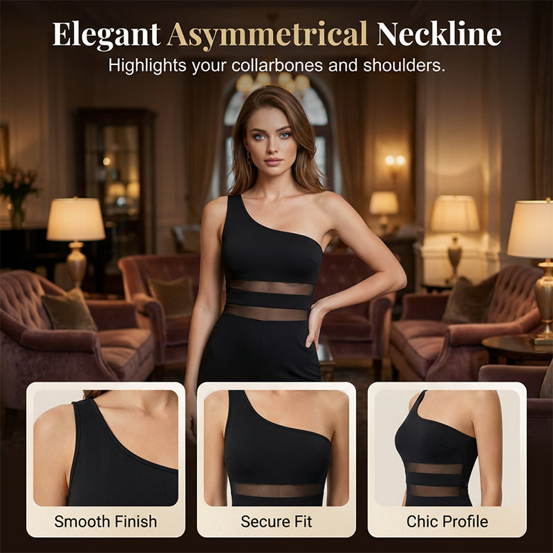 ⏳Time-Limited Special⏰One-Shoulder Mesh Panel Wide-Leg Jumpsuit
