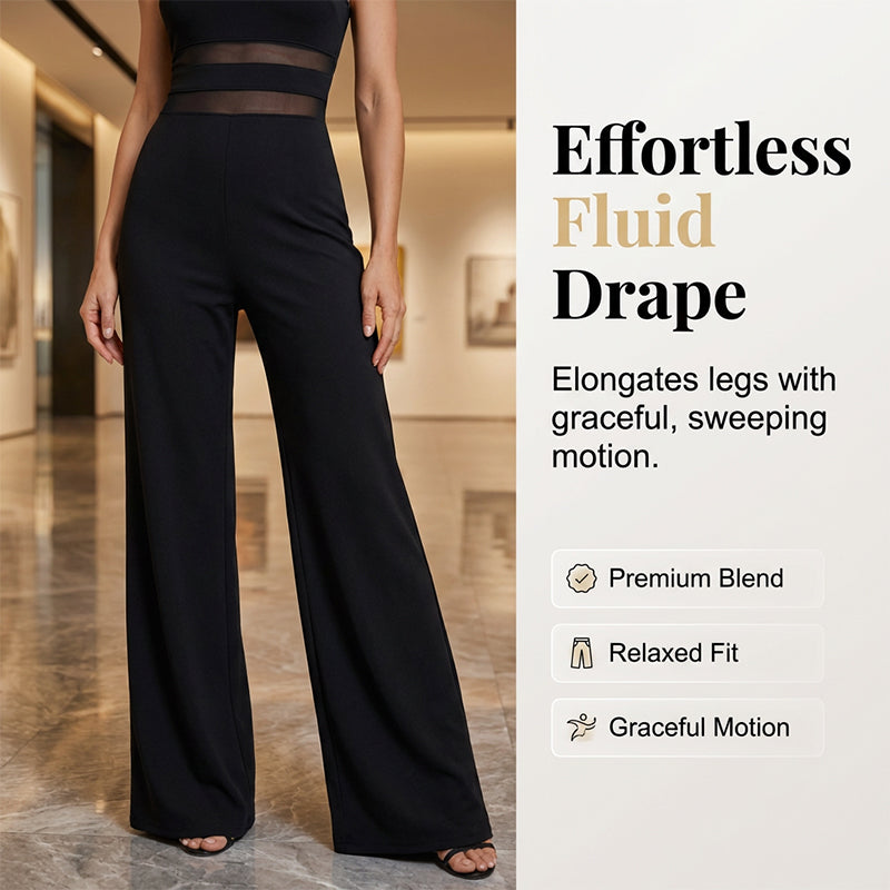 ⏳Time-Limited Special⏰One-Shoulder Mesh Panel Wide-Leg Jumpsuit