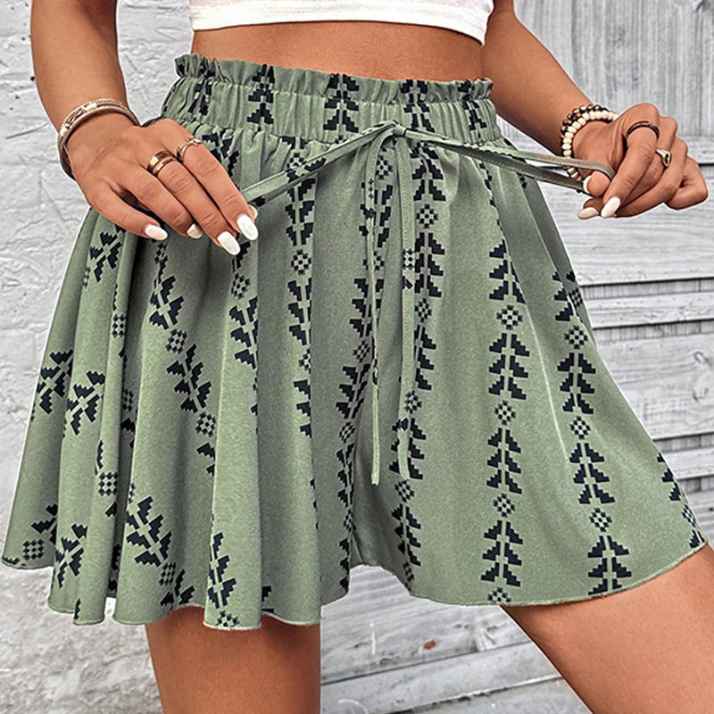 🌸 LIMITED TIME 50% OFF! ✨ Women's Bohemian Print High-Waist Shorts – Flowy Wide-Leg, Elastic Waist 🌺