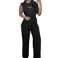 Chic Sleeveless Crop Top and High-Waist Trousers Set