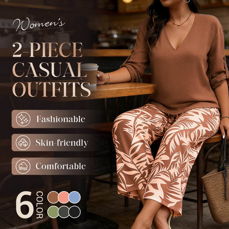 ⏰🔥LIMITED TIME 50% OFF! 🌸 Women’s V-Neck Blouse & Printed Wide-Leg Pants Set – Trendy, Comfortable & Perfect for Any Occasion 💃✨