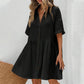 💃2026 Summer Sale-60% OFF💐Women's Short Sleeve Button Down Textured Babydoll Dress with Pockets