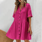 💃2026 Summer Sale-60% OFF💐Women's Short Sleeve Button Down Textured Babydoll Dress with Pockets