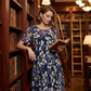 💎 50% OFF! 💎 Short-Sleeved A-Line Evening Dress – Elegant Floral Print, Double-Layer Chiffon & Flattering Knee-Length Cut 👗💙