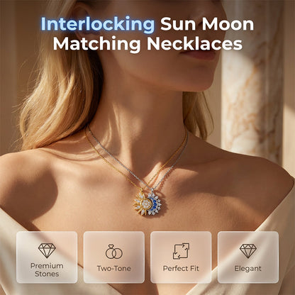 📢📢50% OFF !! ⏰Sun and Moon Pendant Necklace with Rhinestones