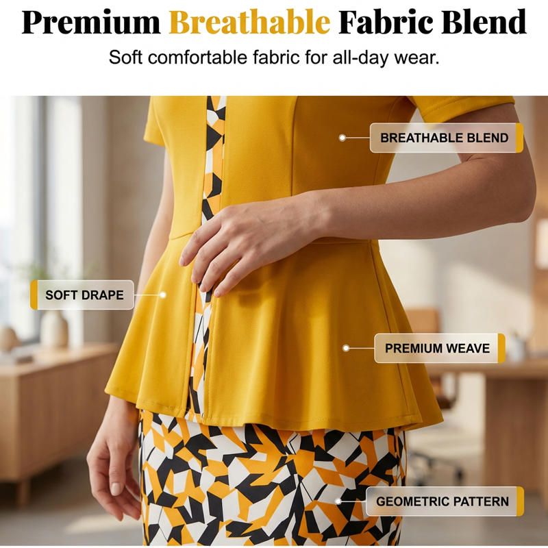 Women's 2-Piece Peplum Top and Bodycon Skirt Set