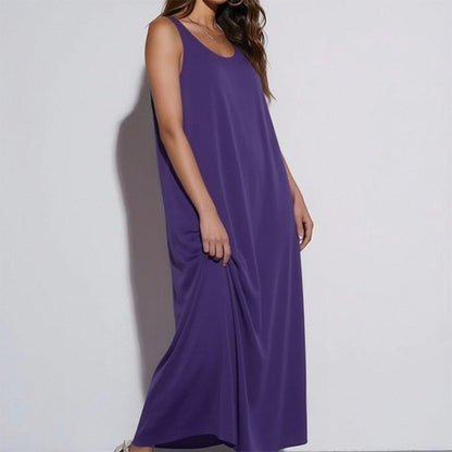 👗 LIMITED-TIME 50% OFF! ✨ Women's Sleeveless Maxi Dress – Solid Color, Side Pockets, A-Line, Durable Polyester 🌸
