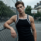 Men's Contrast Piping Ribbed Muscle Tank