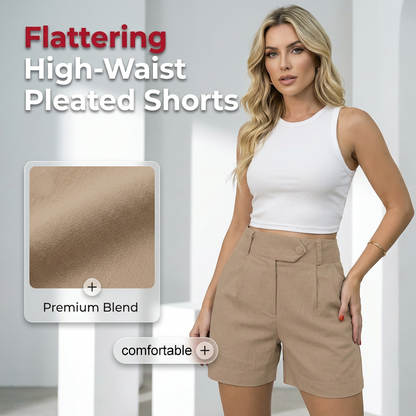 Women's High-Waist Pleated Shorts