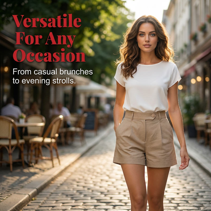 Women's High-Waist Pleated Shorts