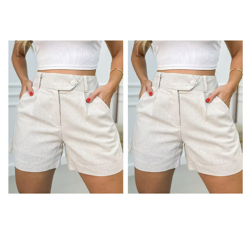 Women's High-Waist Pleated Shorts