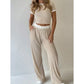 Contrast Trim Top & Wide Leg Pants Set