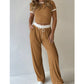 Contrast Trim Top & Wide Leg Pants Set