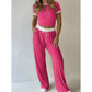 Contrast Trim Top & Wide Leg Pants Set