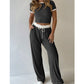 Contrast Trim Top & Wide Leg Pants Set