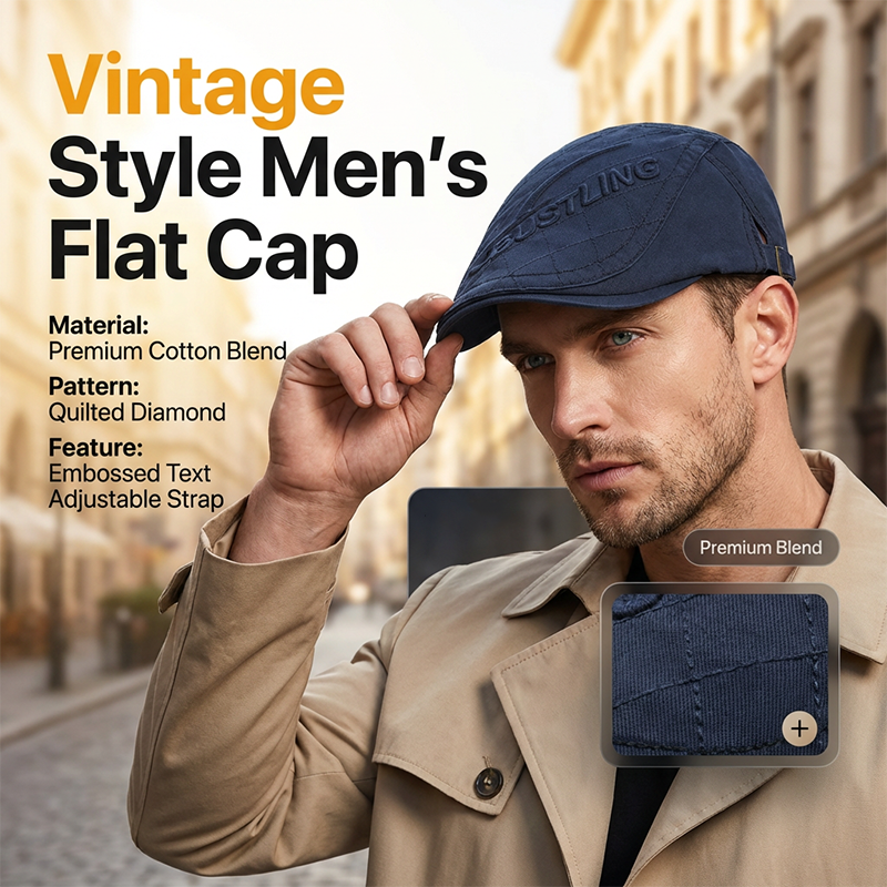 Men's "Bustling" Embossed Flat Ivy Cap